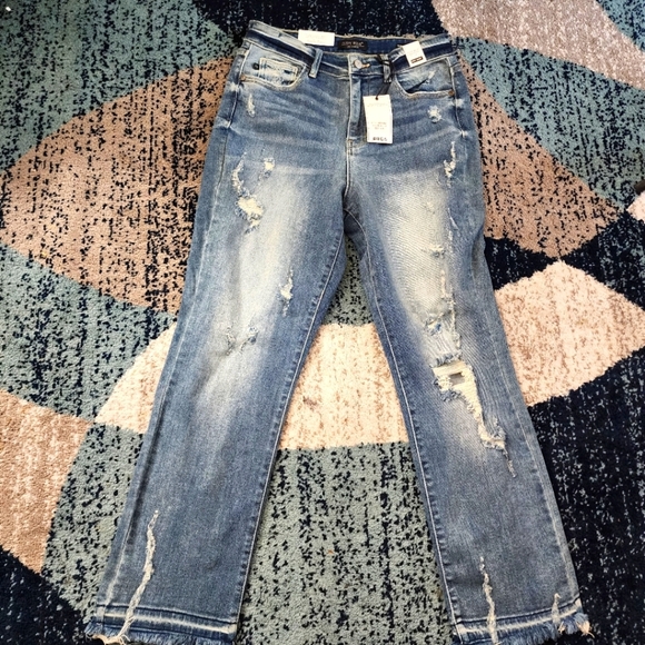 Judy Blue Women's Adrian Size 7/28 High Waisted Straight Leg Jeans Distressed - Picture 1 of 8